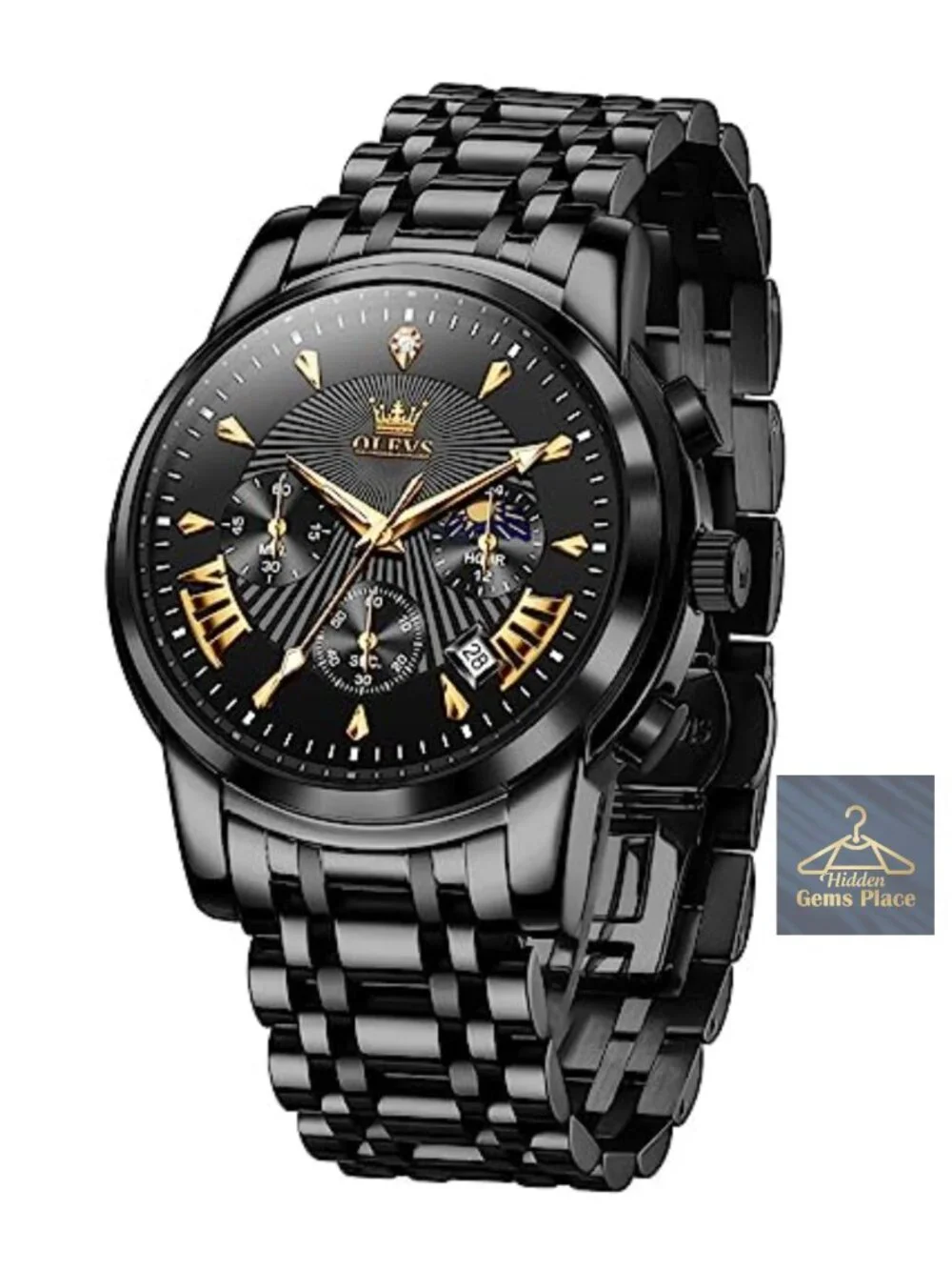 Luxury Waterproof Luminous Chronograph Watch with Stainless Steel Bracelet